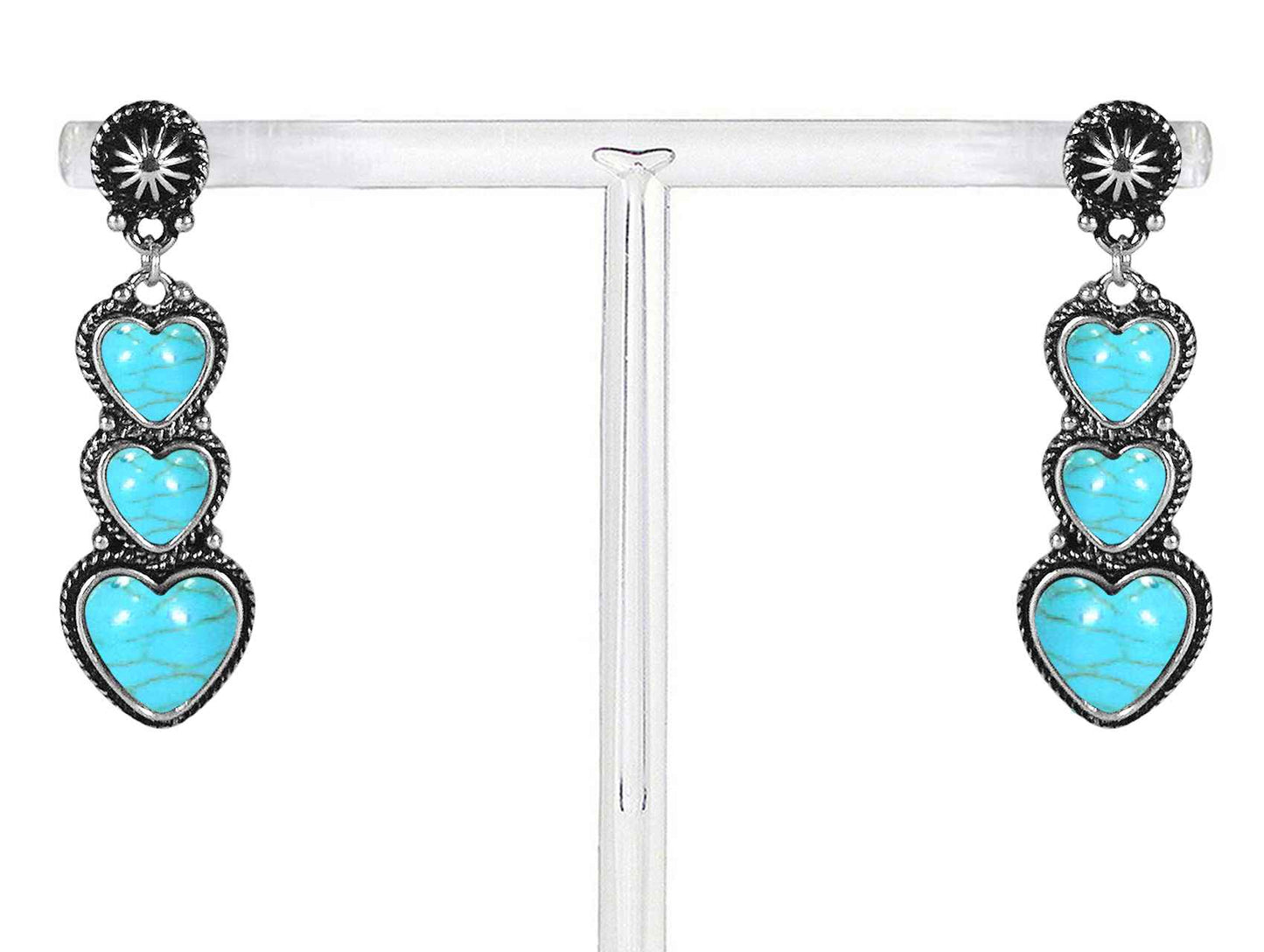3 R2-102 HEART PENDANT EARRINGS