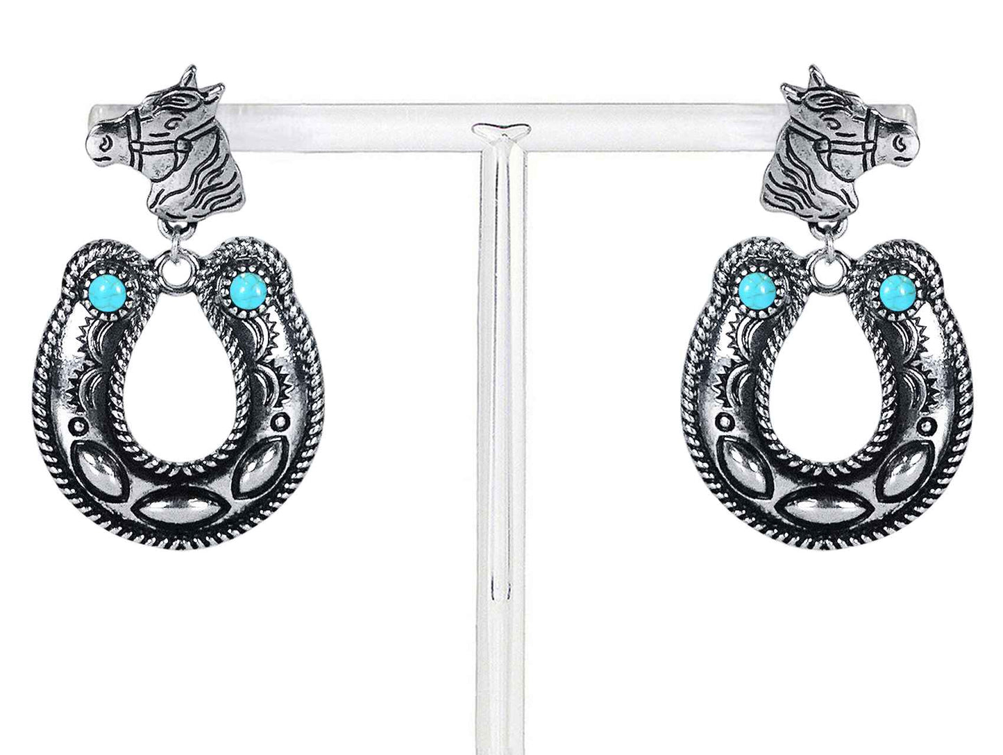 2872 R2-58 HORSE POST EARRINGS WITH DROP