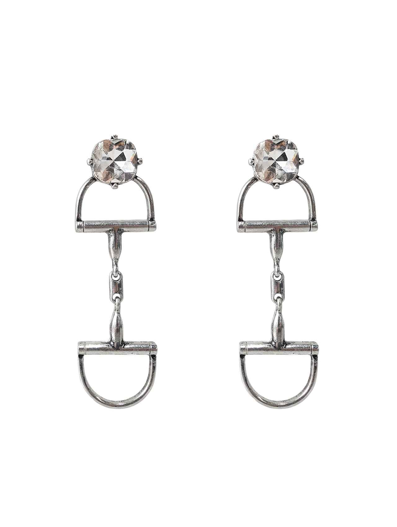 3437 SILVER WESTERN SNAFFLE BIT RHINESTONE ER