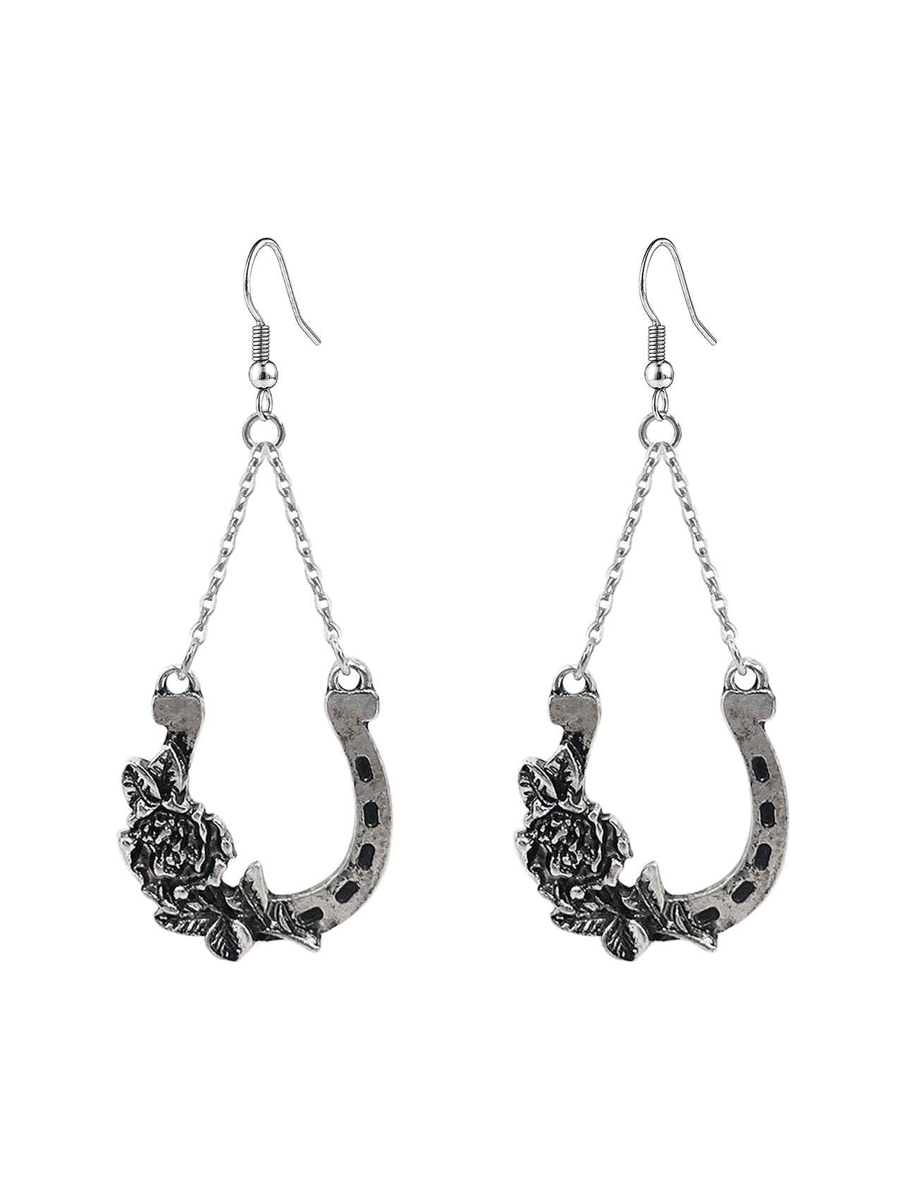 3439 TURQ R1-23 HORSE GROOVE AND ROSE DANGLE ER