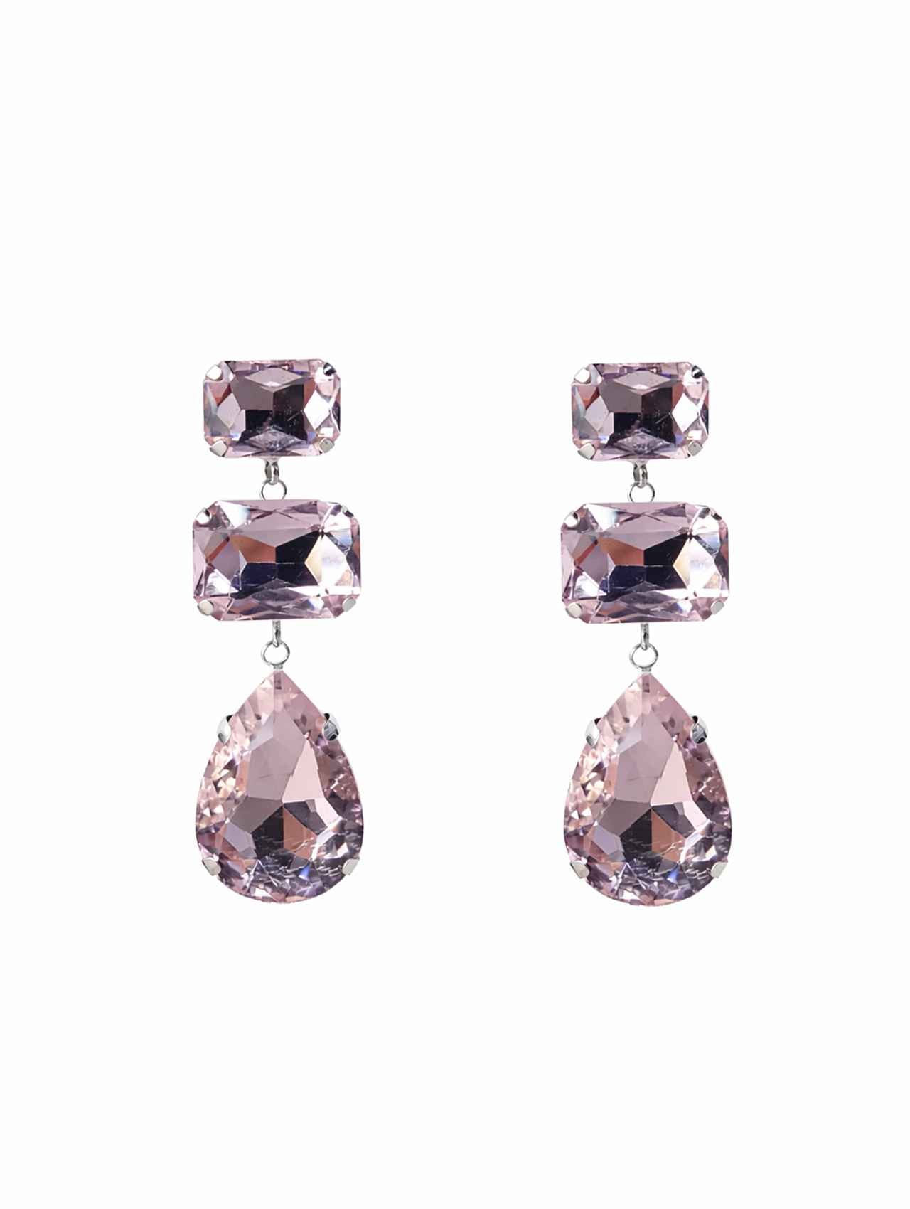 3618 PINK TONE RHINESTONE DANGLE ER R1-173