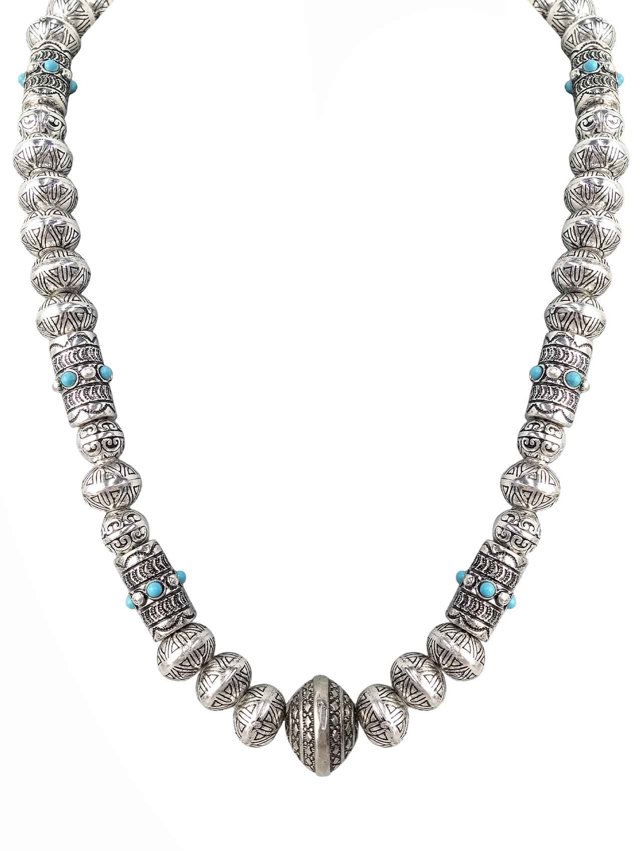 1692 H172 TURQ AND SILVER BEADED NL