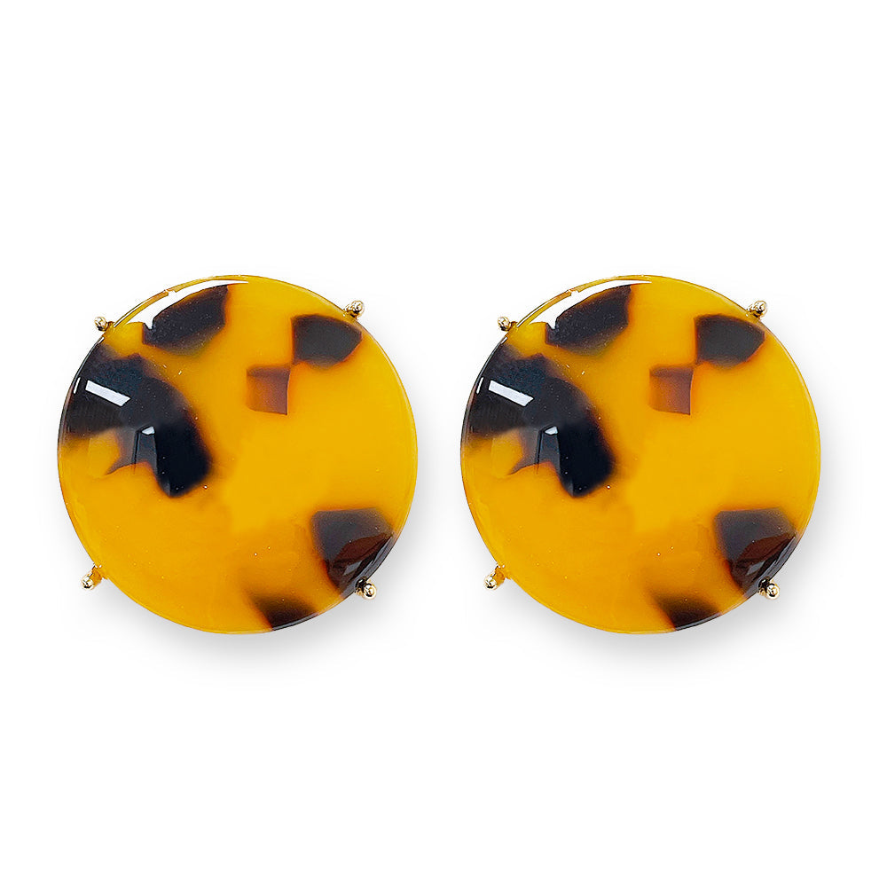 2114 R3-33 Tortoise Acetate Round Post Earrings