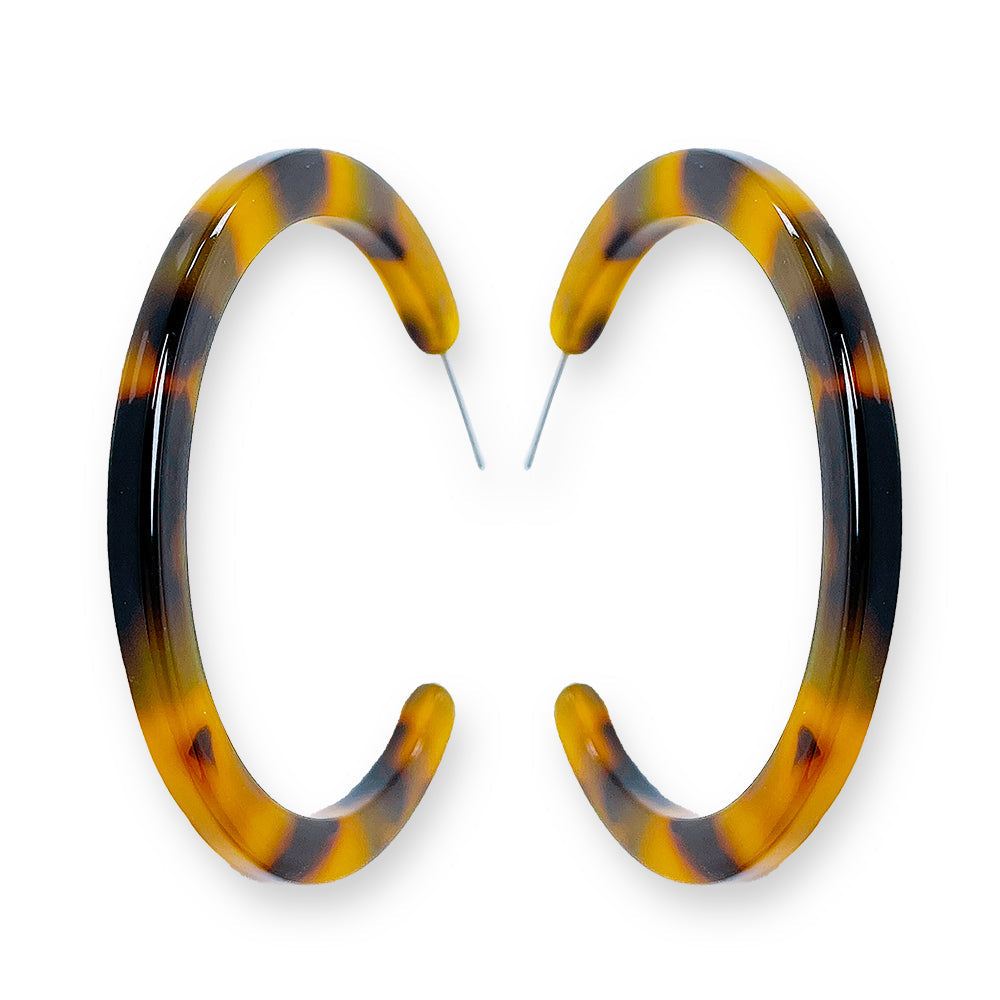 2121 E3-120 Tortoise Acetate Open Hoop Earrings
