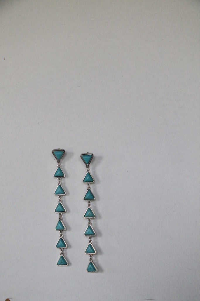 1529 H8 TURQUOISE TRIANGLE LONG DANGLE EARRING