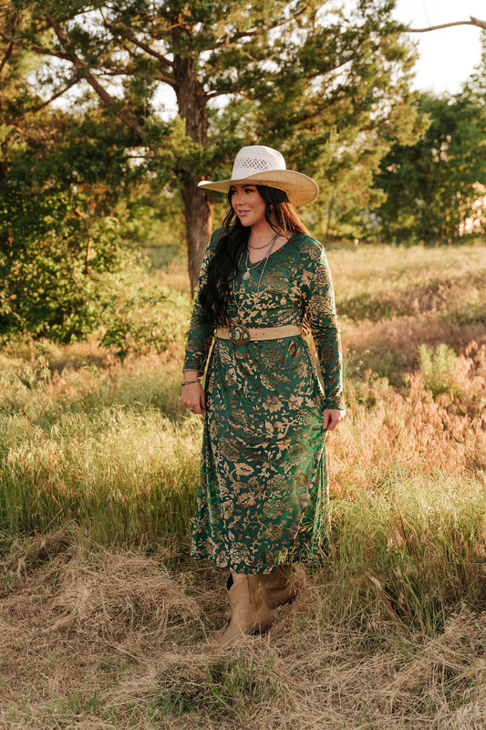 TH6205 S211 TURQ VELVET BURNOUT DRESS (1 Piece)