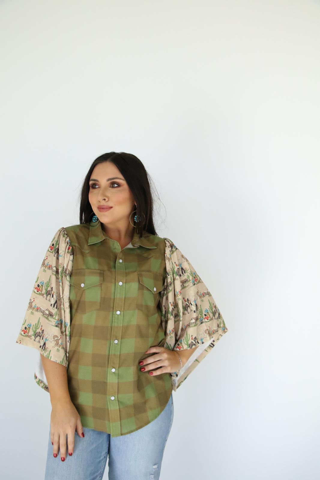 TH102 S207 MIXED GREEN GINGHAM(1 Piece)