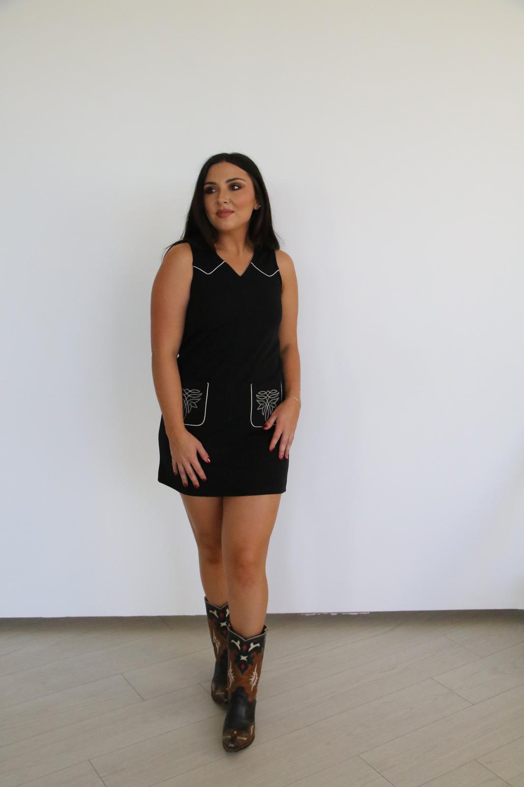 TH1407 S122 BLACK HEMP SHIFT DRESS (1 Piece)