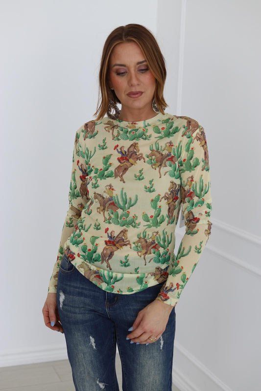 TH1221 S219 RETRO CACTUS COWBOY (1 Piece)