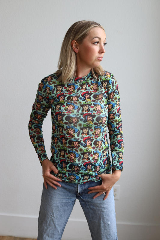 TH1221 MINT COWGIRL MESH TOP(7 Piece)