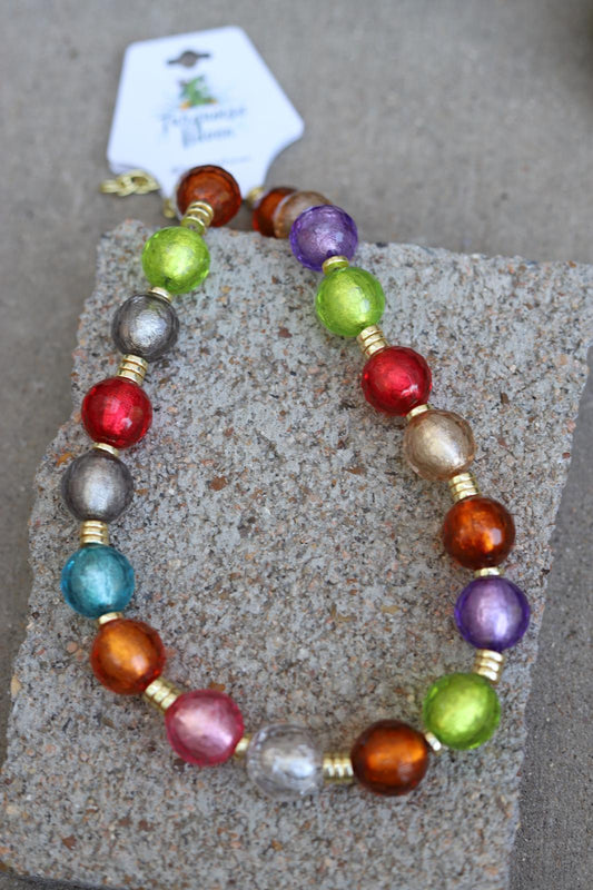 12548 Round Multicolor Foil Bead Necklace