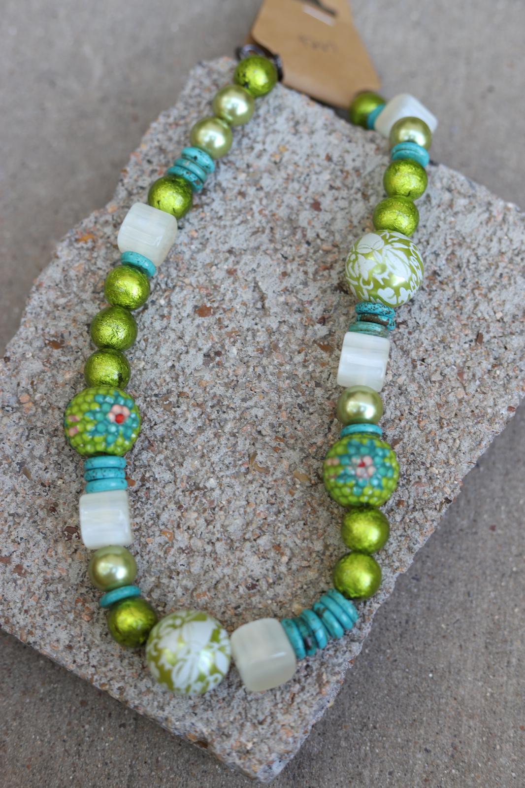 7267 N69 MIXED GREEN TURQ BEAD NL