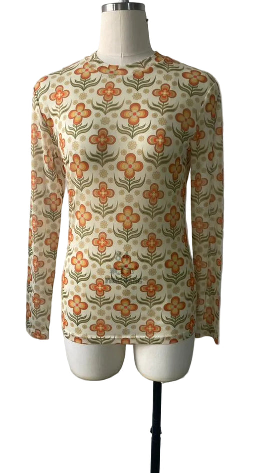 TH1221 PALE YELLOW RETRO PUFF MESH TOP (7 Piece)