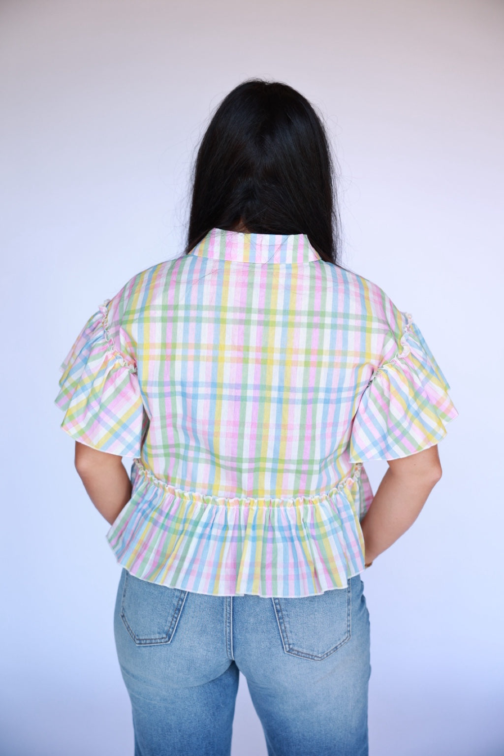 TH2003 Spring Plaid Ruffle Top 8