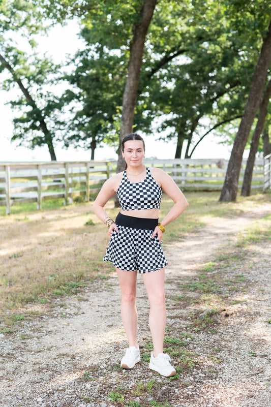 TH6 BLACK CHECKER - BAND ACTIVE SHORT(1 Piece)