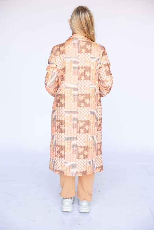 TH1075 ORANGE SQUARE LONG QUITTED JACKET (7 Piece)