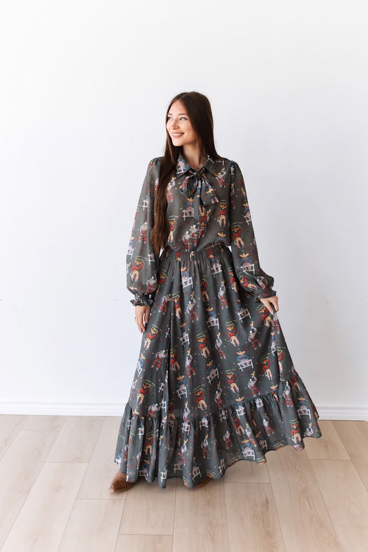 TH12 OLIVE ROPING COWBOY BLOUSE (7 PIECE)