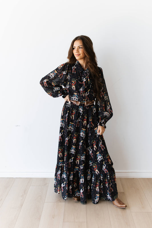 TH2605 BLACK ROPING COWBOY SKIRT (7 PIECE)