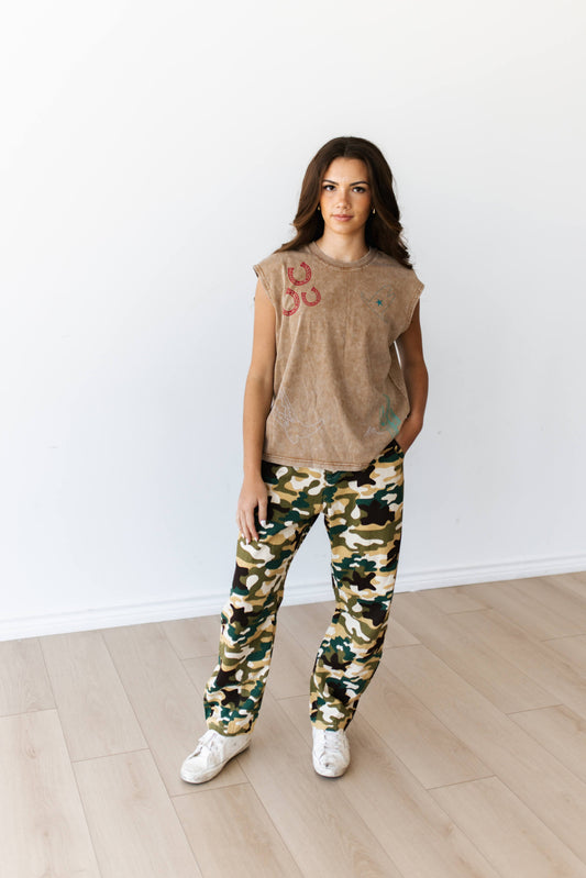 TH248 GREEN CAMO MID CROP PANT (7 PIECE)