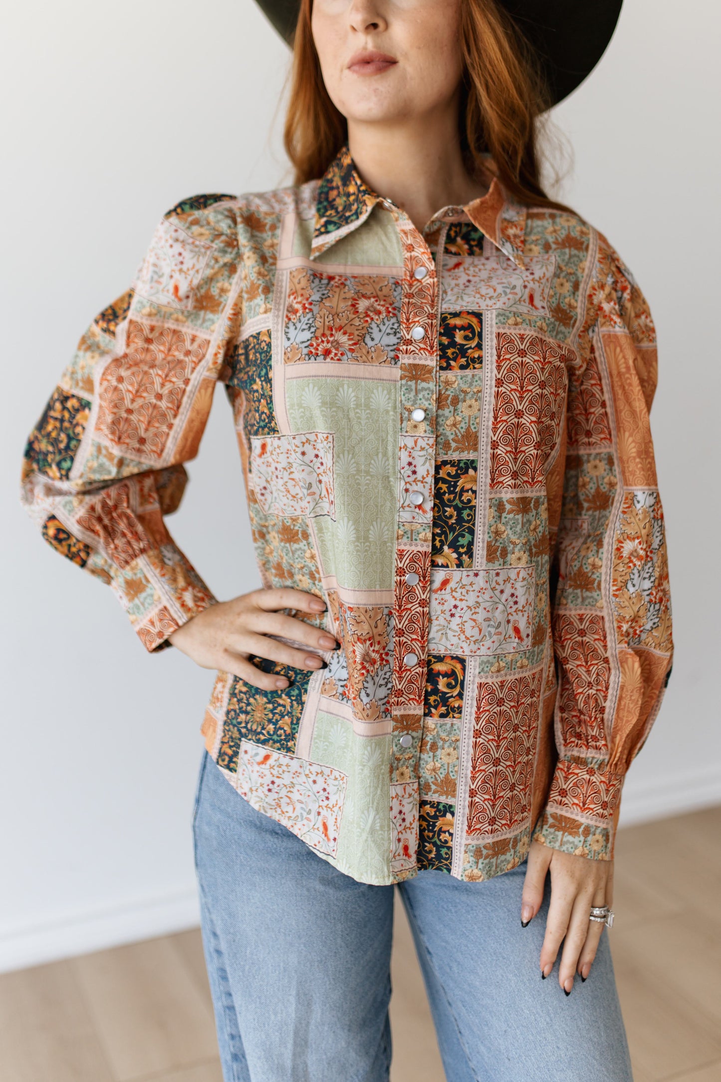 TH12 SAGE ORANGE PATCHWORK TOP (7 PIECE)