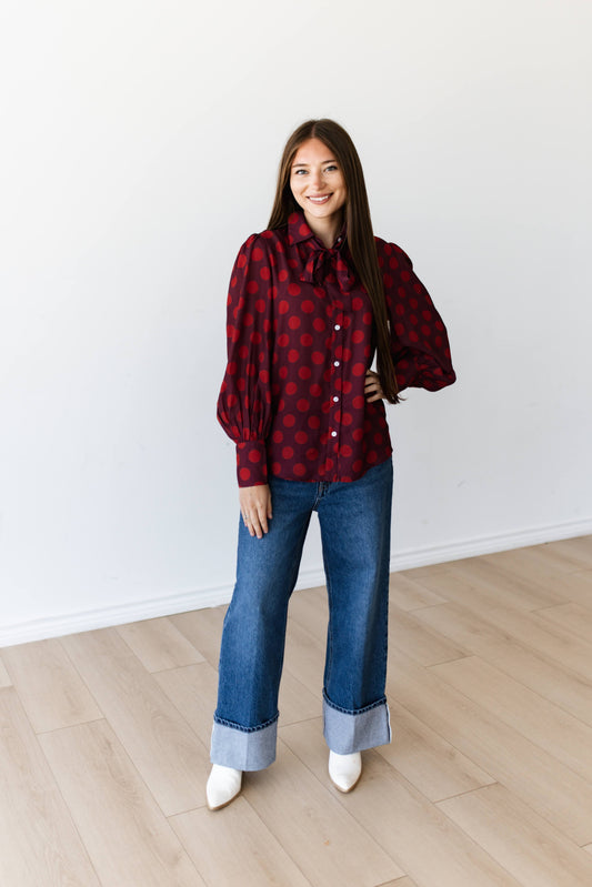 TH11-1 PLUM RED POKA DOT (7 PIECE)