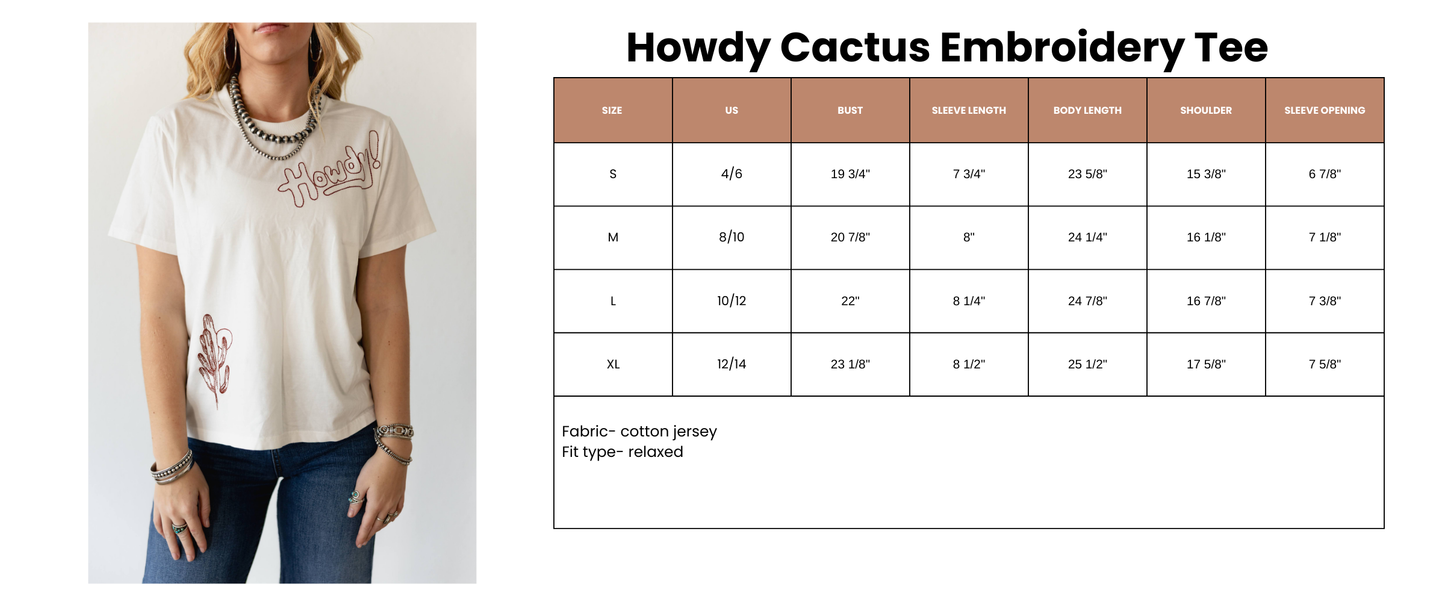 VR1401 S131 HOWDY CACTUS EMBROIDERY TEE (OPEN)