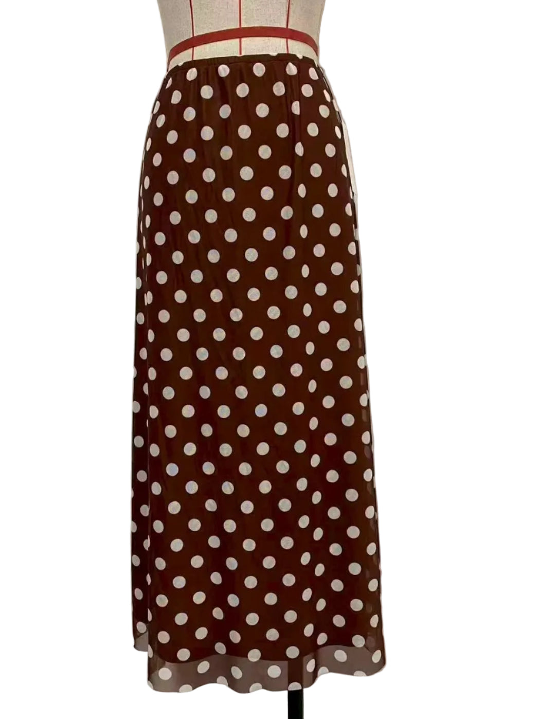 VR401 S112 BROWN DOT MESH SKIRT (OPEN)