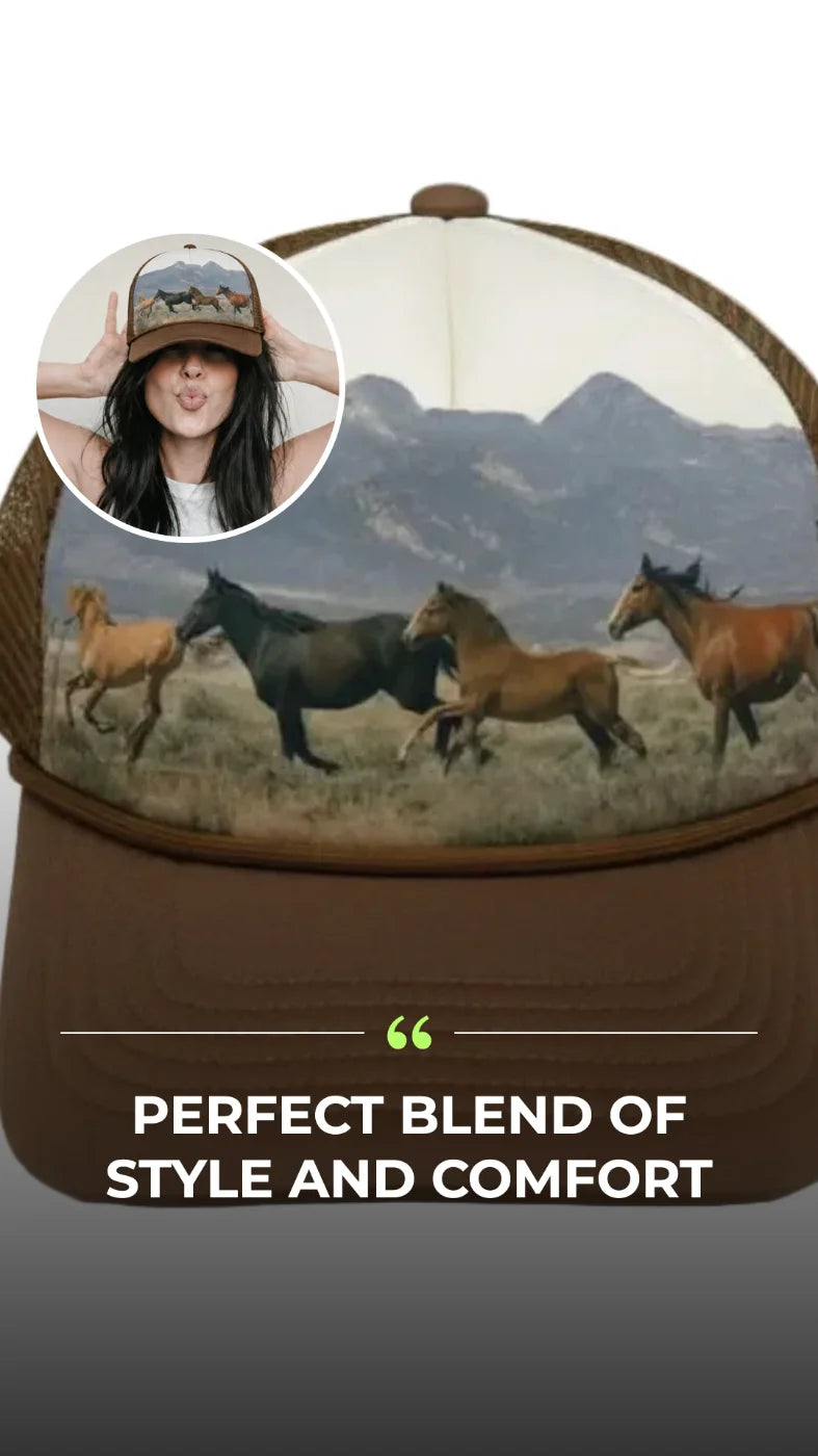 Wild Horses Trucker Hat – Brown