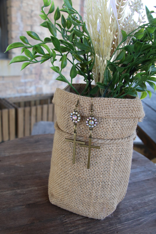 12231 R1-55 AG SKINNY CROSS W/ BLING DROP ER