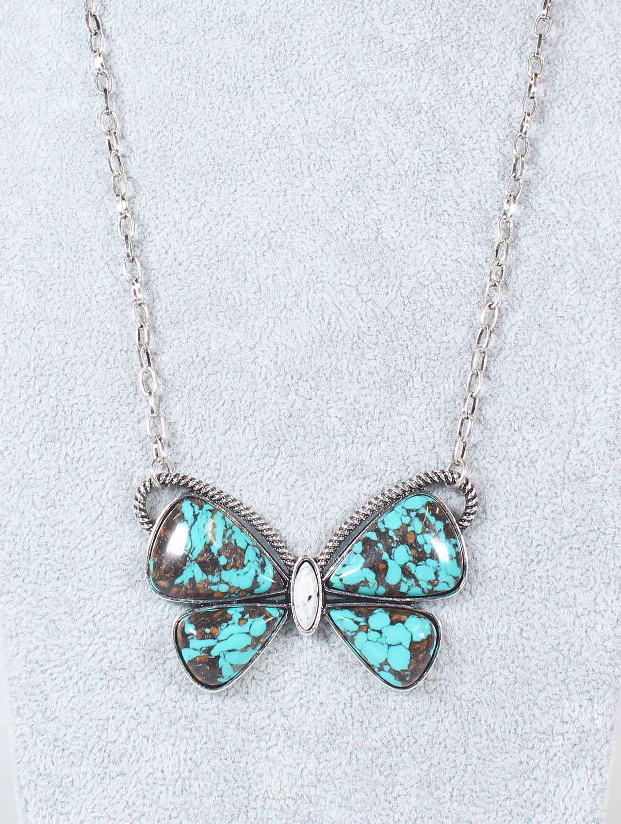 1307 HH204 Butterfly Handmade Stone 22” Necklace