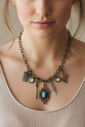 25262 N5 ANTIQUE GOLD MULTI CHARM NL