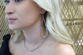 621500 R1 CHAM CRYSTAL TURQ CHOKER NECKALCE