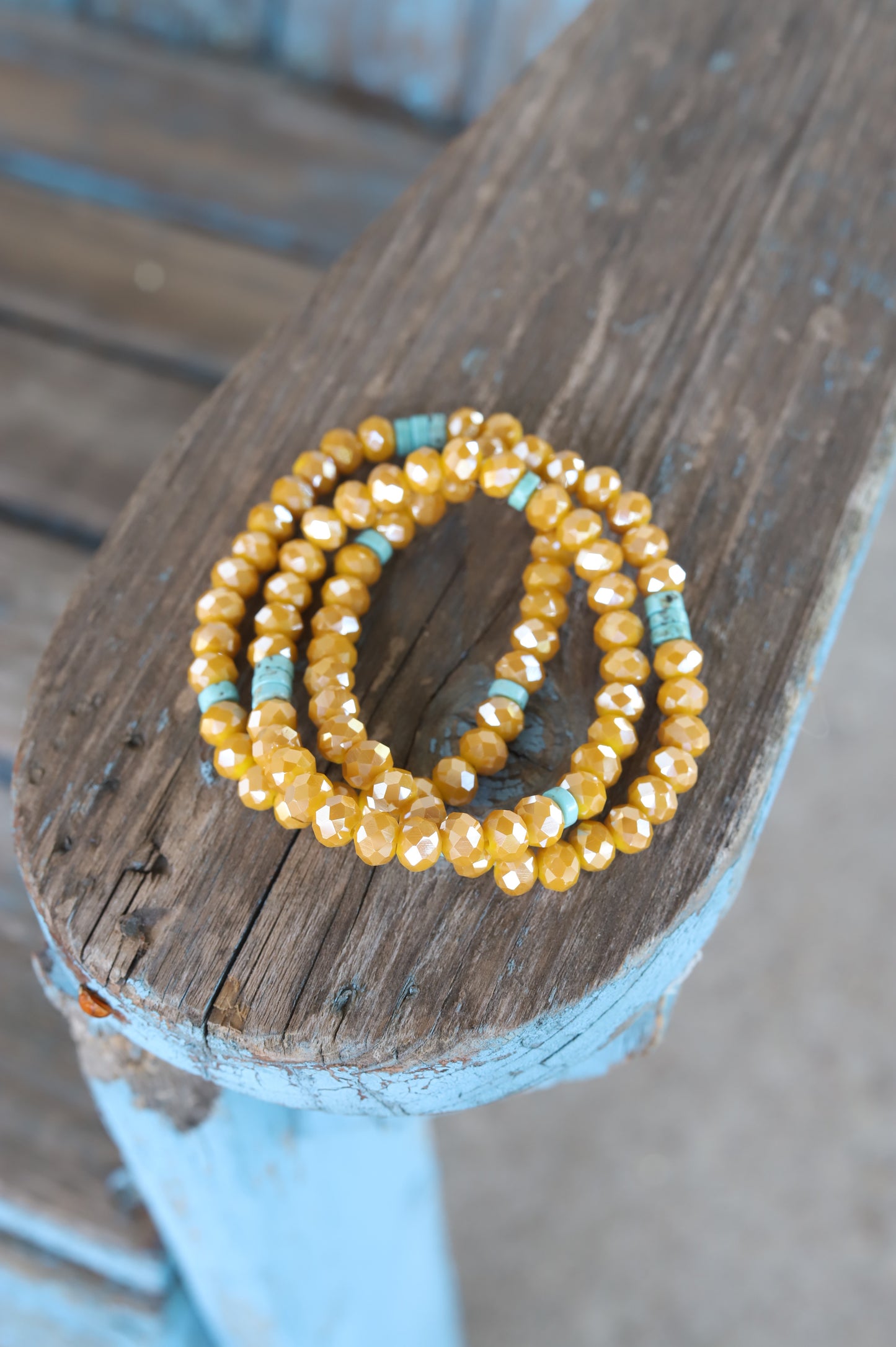 6510 TURQ/ CRYSTAL STRETCH BRACELET