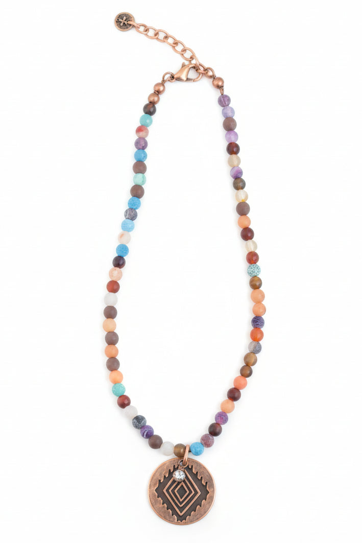 821109 MULTI 6MM JASPER STONE W AZTEC CHARM