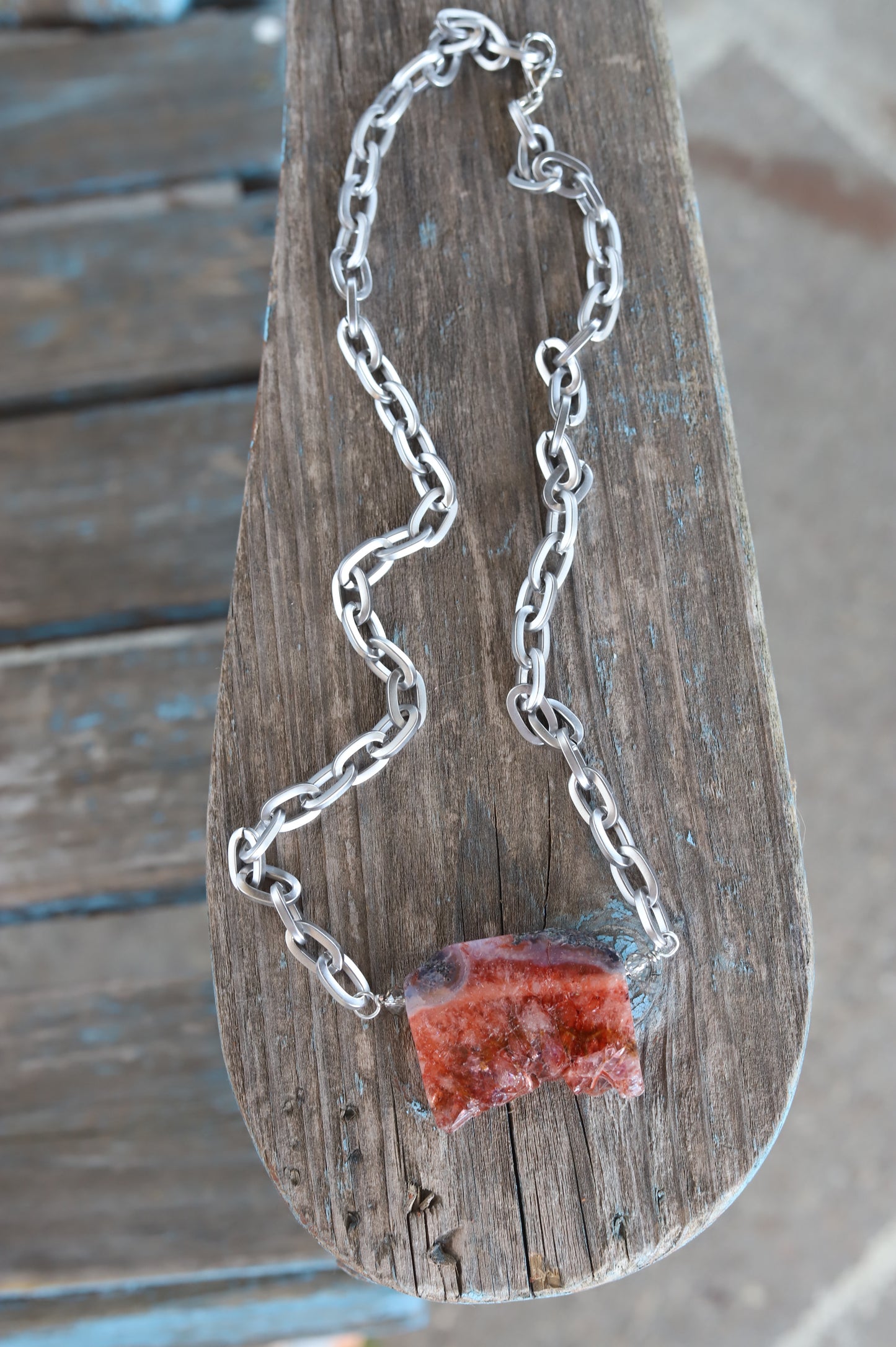 82116 N47 BLUSH DRUZY STONE WITH SILVER LINK NL