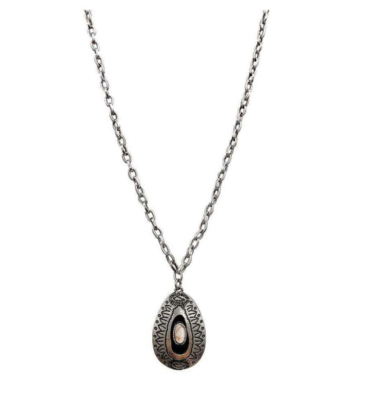 0502 TEARDROP PENDANT NL W/ BONE CENTER T147
