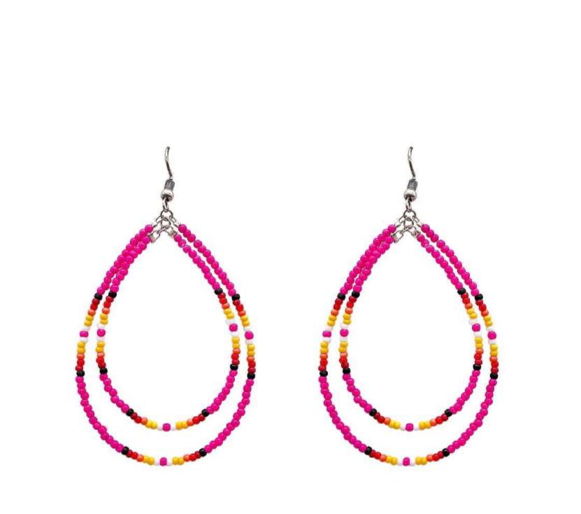 0029 PNK DOUBLE HOOP SEED BEAD ER