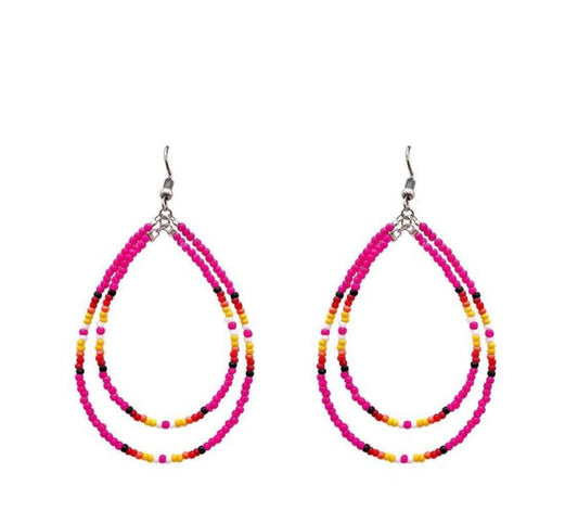 0029 PNK DOUBLE HOOP SEED BEAD ER