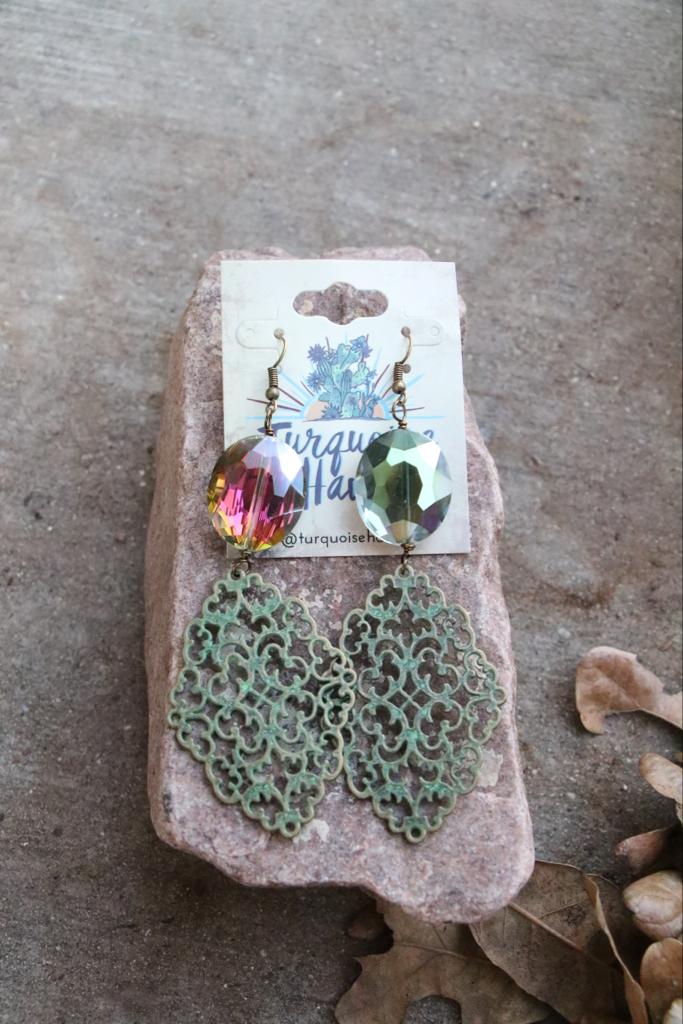 102175 R4-13 PATINA SWIRL ER W/ MERMAID CRYSTAL