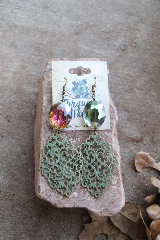 102175 R4-13 PATINA SWIRL ER W/ MERMAID CRYSTAL