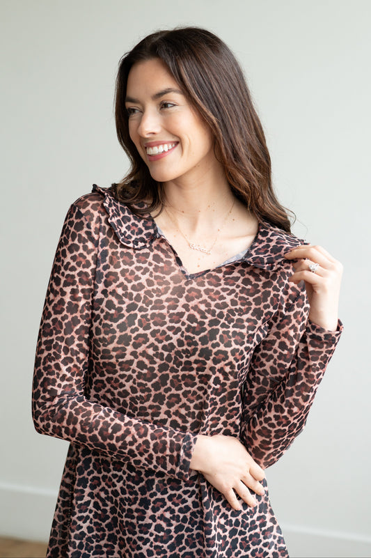 TH73 COLLAR LACE TOP CHEETAH (7 Piece)