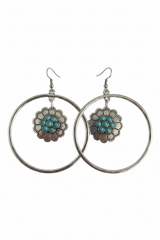 3258 R2-59 SILVER HOOP CHARM EARRING