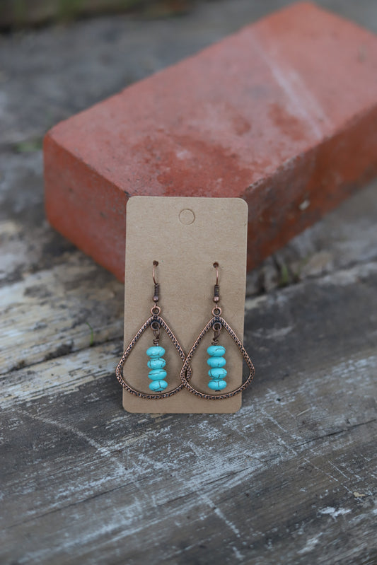 12322 R4-14 COPPER TEARDROP ER WITH STONE ROUNDELL