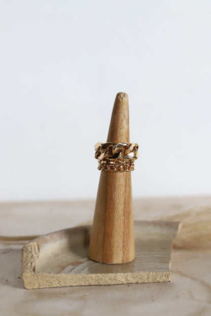 122 L14 SET OF 3 GOLD CURB CHAIN RING