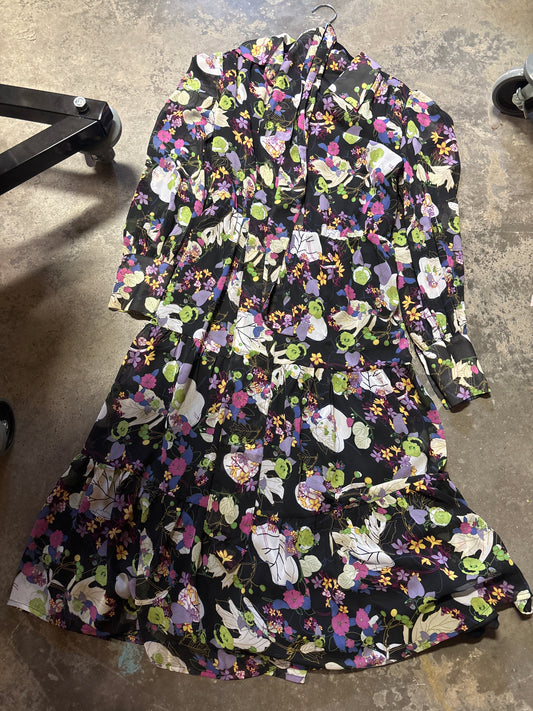 TH208 BLACK GREEN FLORAL DRESS (7 PIECE)
