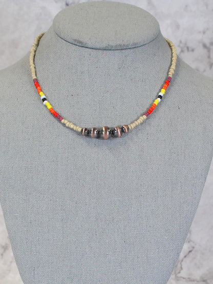 0799 HH163 BONE WESTERN GRADUATED FAUX SILVER SEED BEAD NL