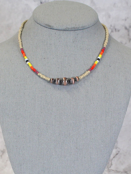 0799 HH163 BONE WESTERN GRADUATED FAUX SILVER SEED BEAD NL