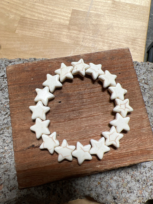 123100 R1-87 STAR STRETCH BRACELET BONE