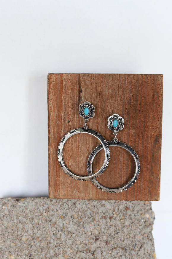 0666 H101 TURQUOISE WESTERN TEXTURE POST EARRING