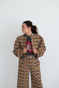 RTS TH55 MULTI CHECK WEAVE PUFF TOP (7)